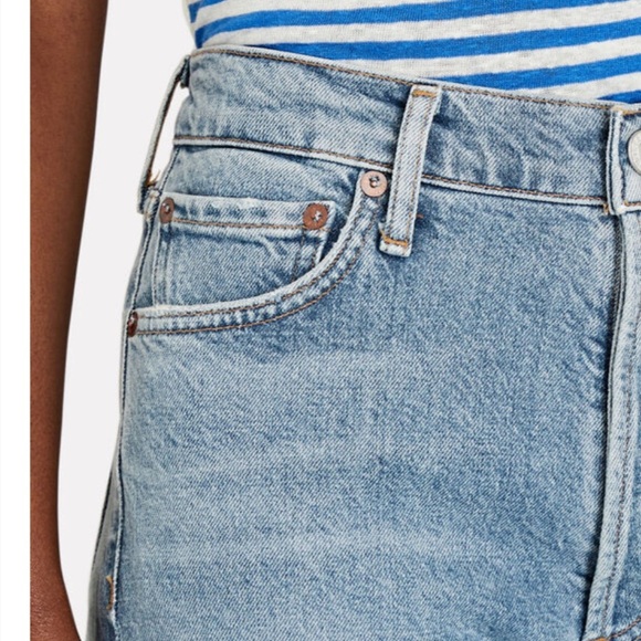 Agolde Nico High-Rise Slim Jeans Raw Hem Button Fly Medium Wash Size 29 - Picture 14 of 14